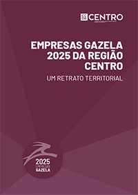 Capa em bordeaux da publicação Empresas Gazela 2025 - um retrato territorial